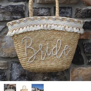 NWT $75 Shiraleah Chicago Bride Straw Tote Bag with shells & tassels